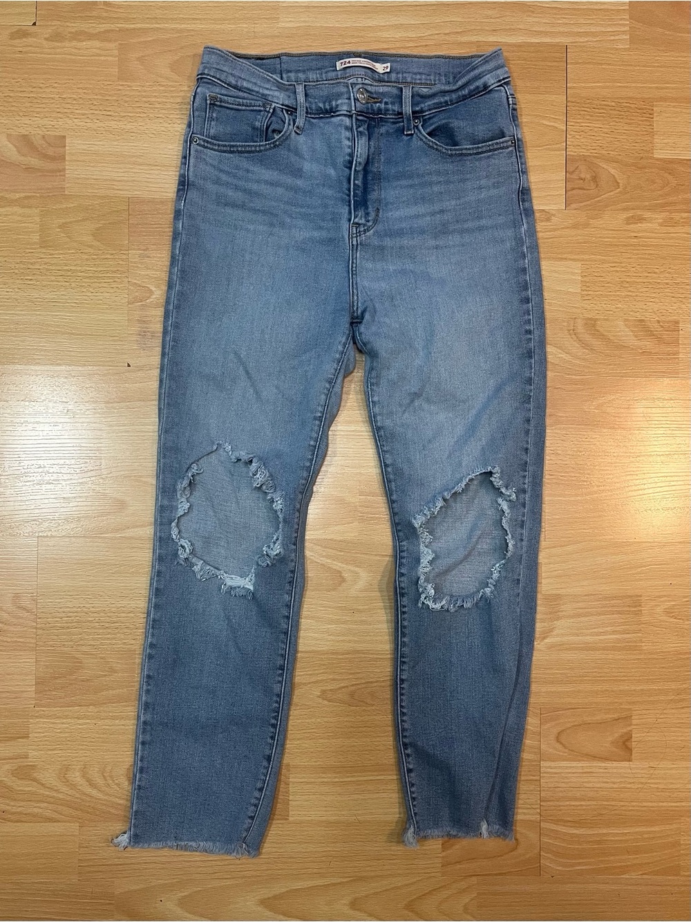 Levi's Light Blue Ripped Straight Leg Jeans